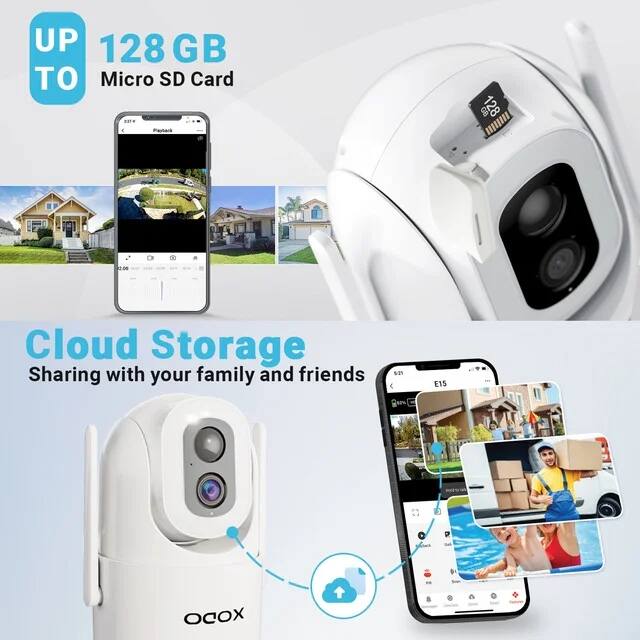 UP TO 128 GB Micro SD Card

Cloud Storage
Sharing with your family and friends

OCOX