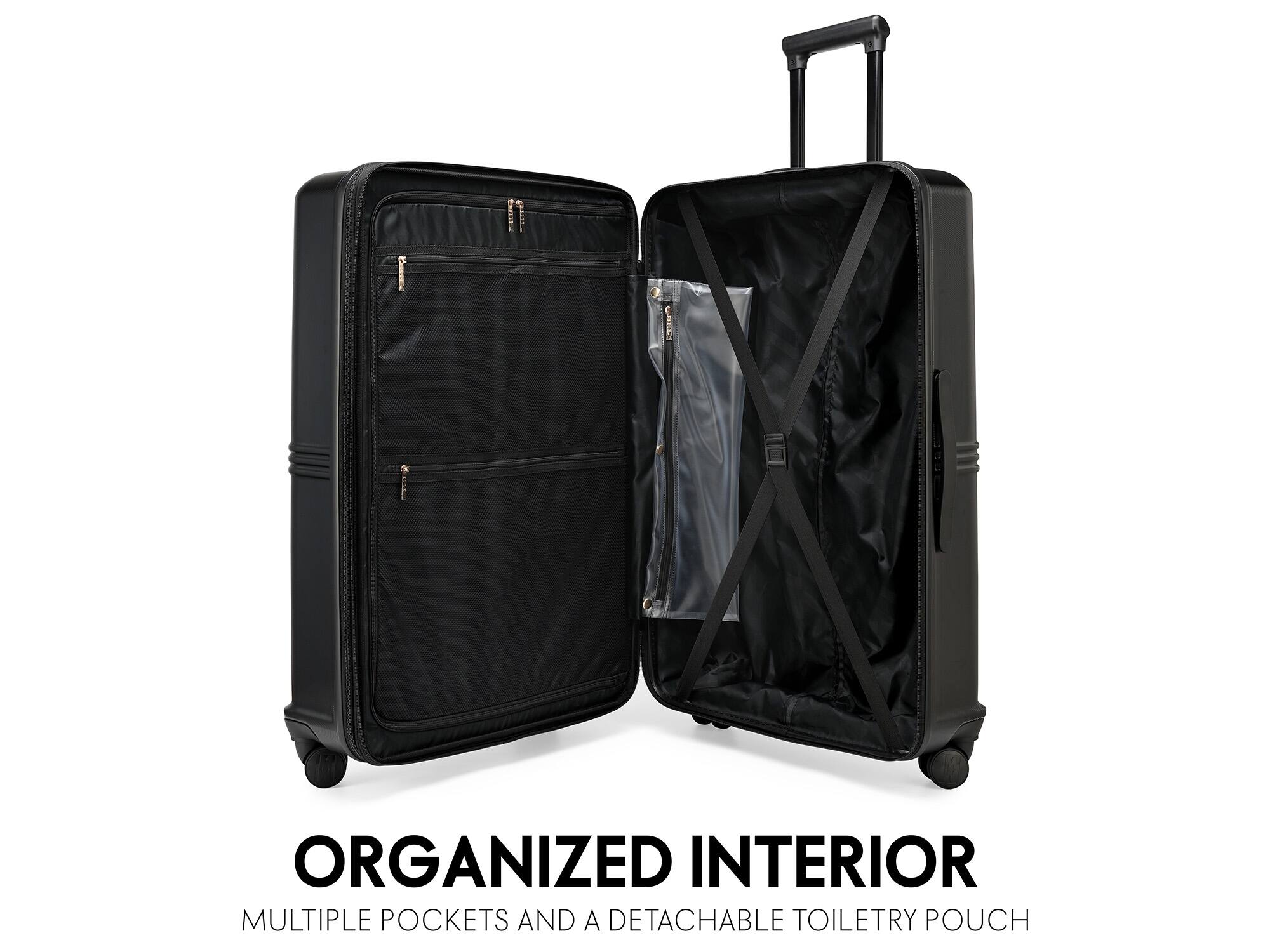 ORGANIZED INTERIOR MULTIPLE POCKETS AND A DETACHABLE TOILETRY POUCH