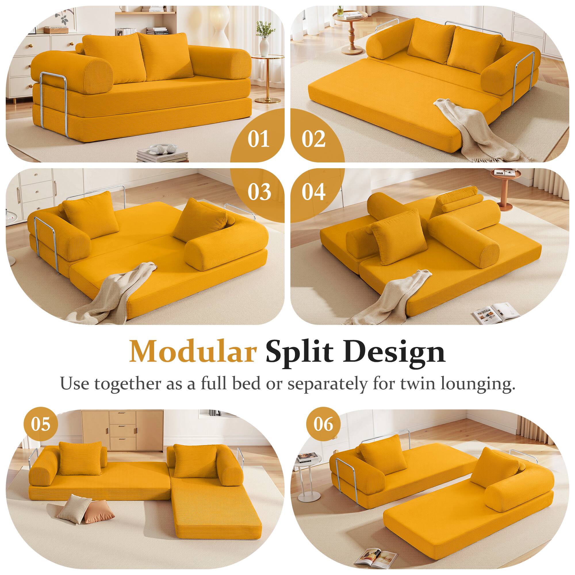 Modular Split Design

Use together as a full bed or separately for twin lounging.