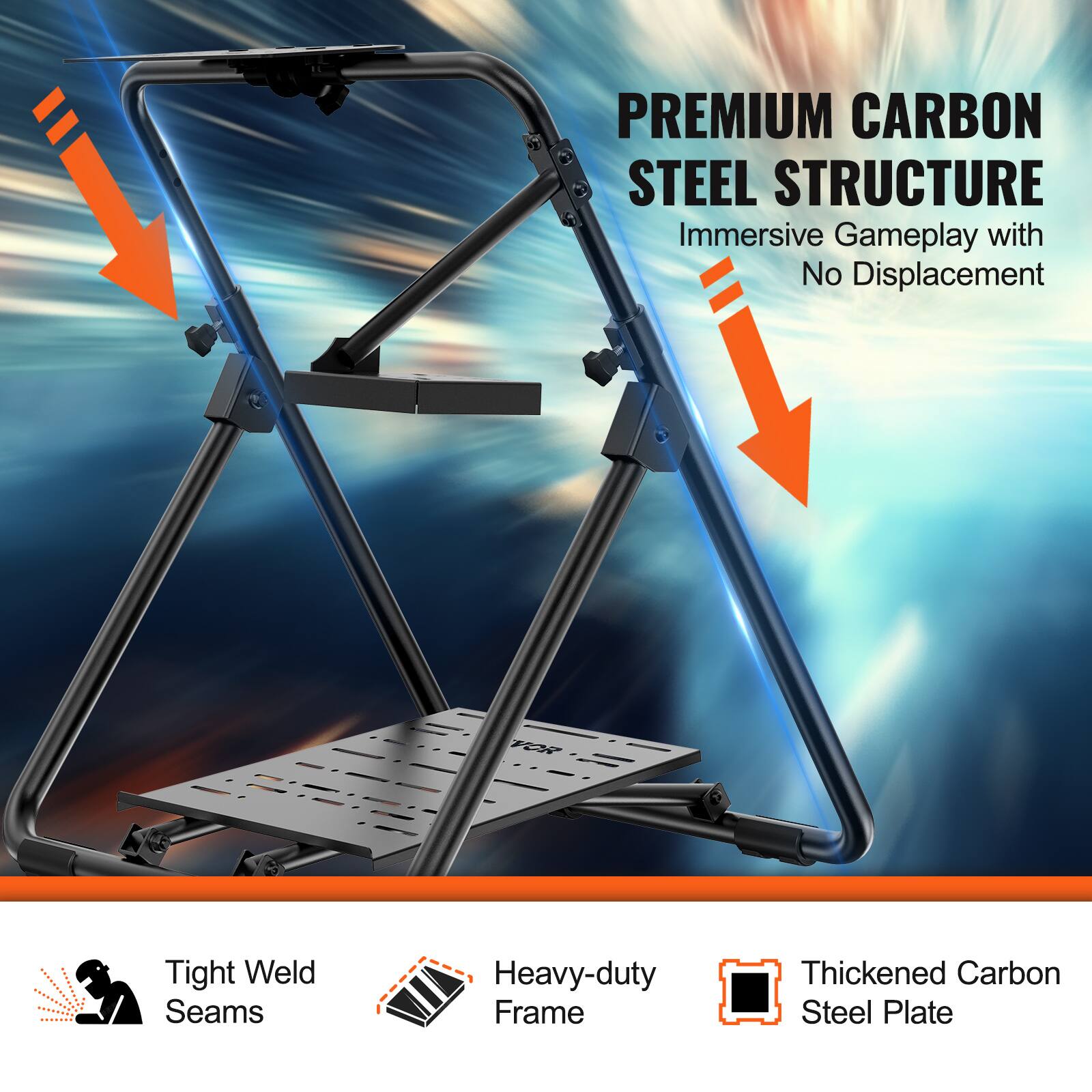 PREMIUM CARBON STEEL STRUCTURE, Immersive Gameplay with No Displacement, Tight Weld Seams, Heavy-duty Frame, Thickened Carbon Steel Plate