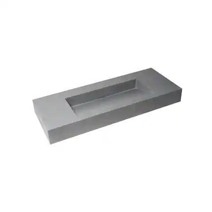 Front. Alfi - 48" Solid Concrete Rectangular Countertop Sink - Gray.