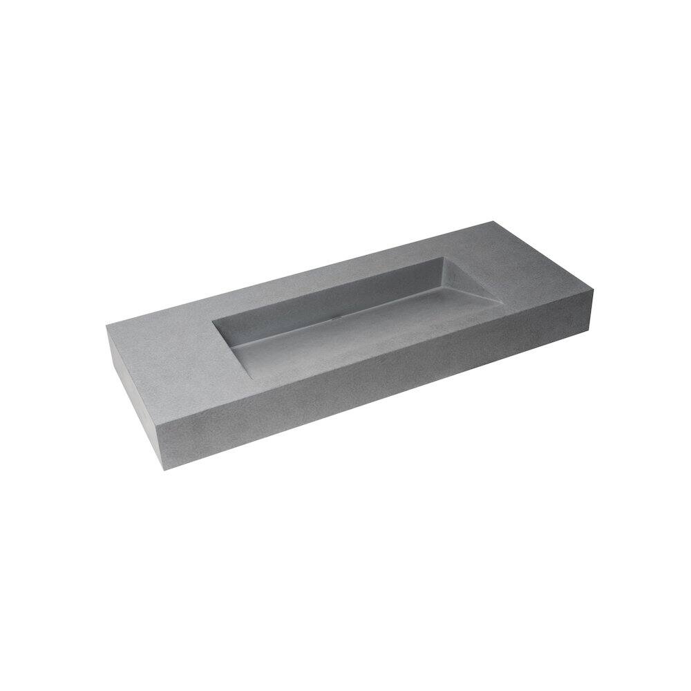 Front. Alfi - 48" Solid Concrete Rectangular Countertop Sink - Gray.