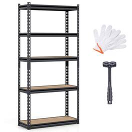 Costway - 1 PCS 60" H x 30" W x 12" D 5-Tier Garage Shelving Unit 2200 LBS Metal Storage Shelves - Black