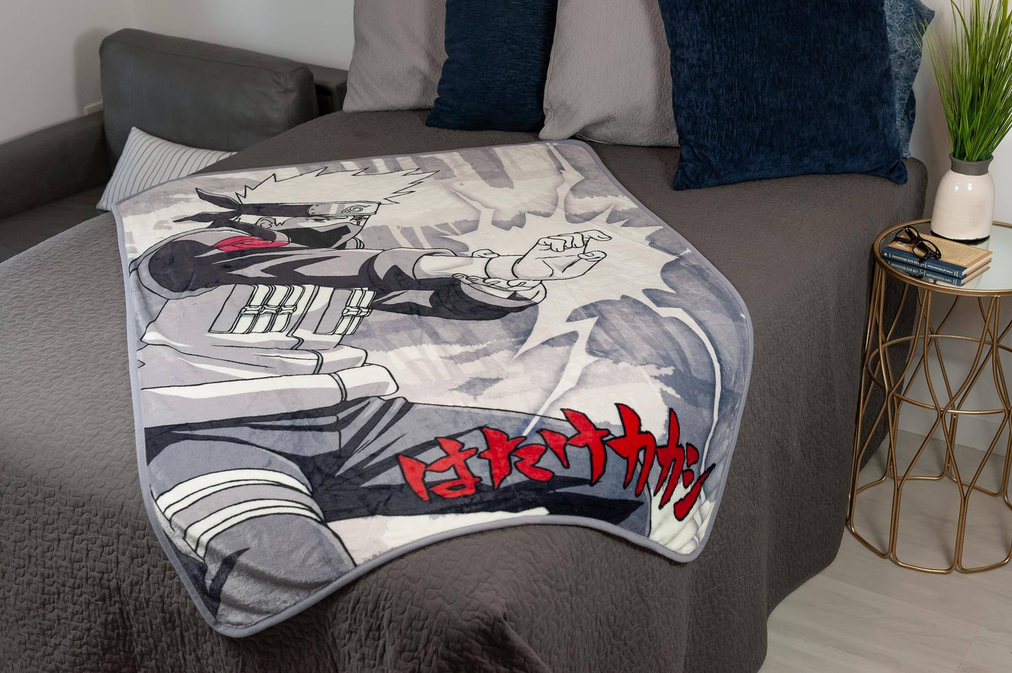 Alt View 4. Just Funky - Naruto Kakashi Hatake Large Throw Blanket | Anime Blanket | 60 x 45 Inches - Black/White.