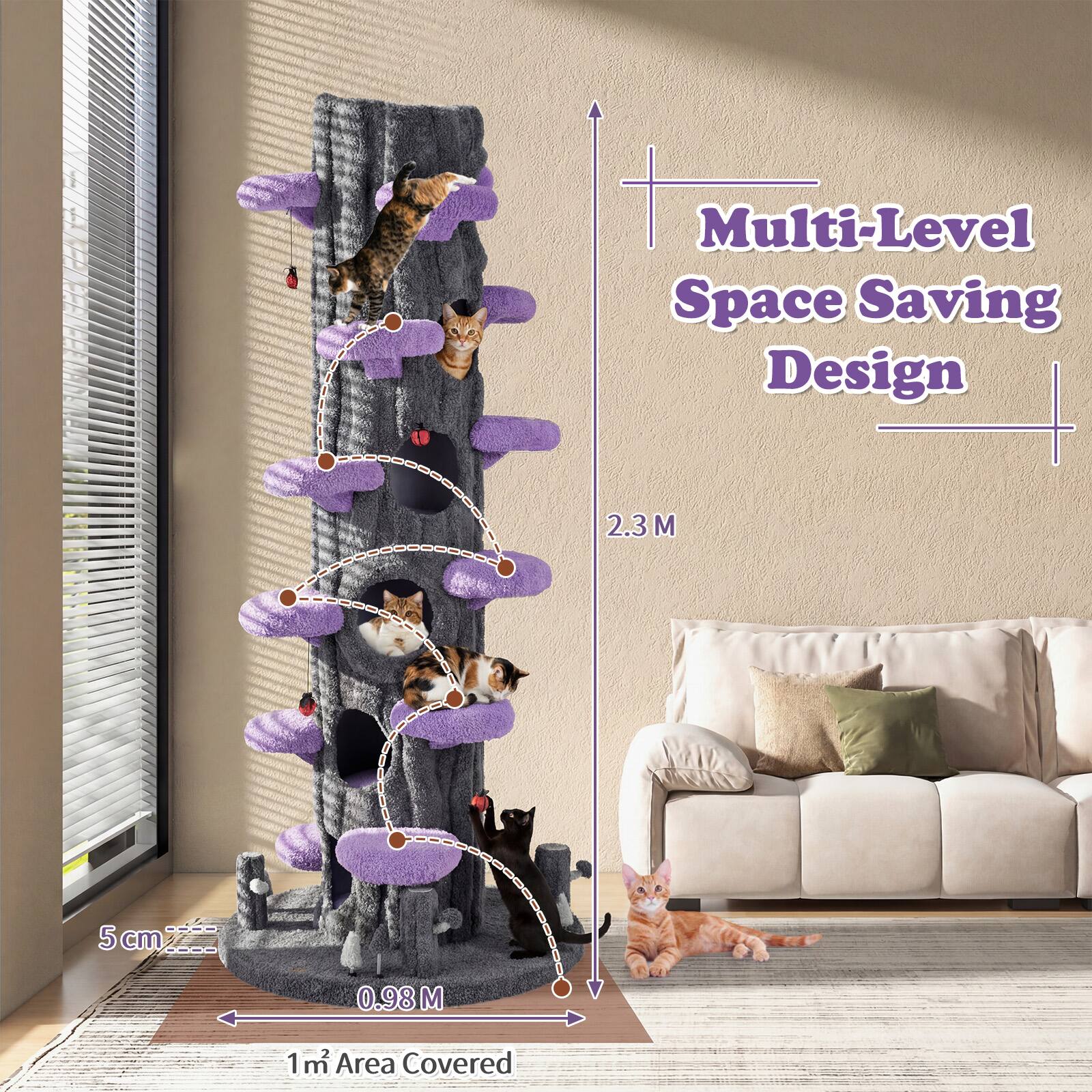 Multi-Level Space Saving Design  
2.3 M  
5 cm  
0.98 M  
1 m² Area Covered