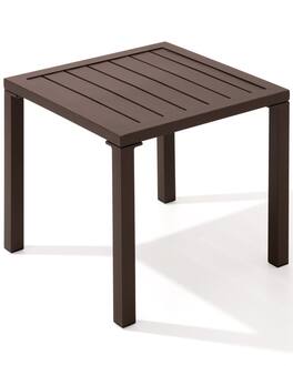 Crestlive Products - Aluminum Square Side Table Small Patio Coffee Bistro - Brown