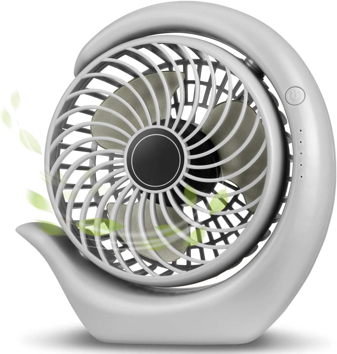 Alt View 3. FINEAK - 3-Speed Portable Rechargeable Desk Fan, 8-24H Runtime Strong Wind (Grey).