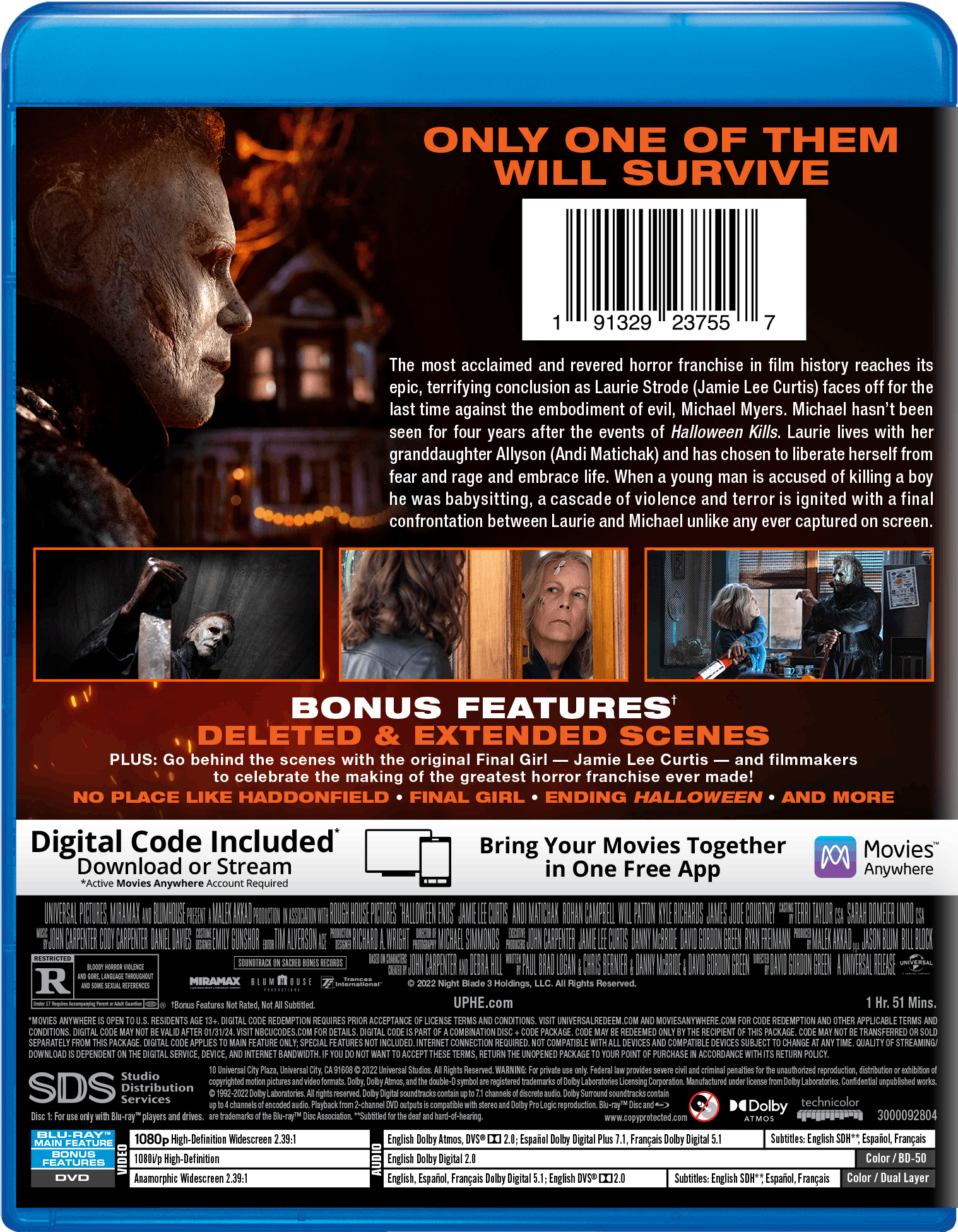 Back. Halloween Ends (with DVD) [Blu-ray].