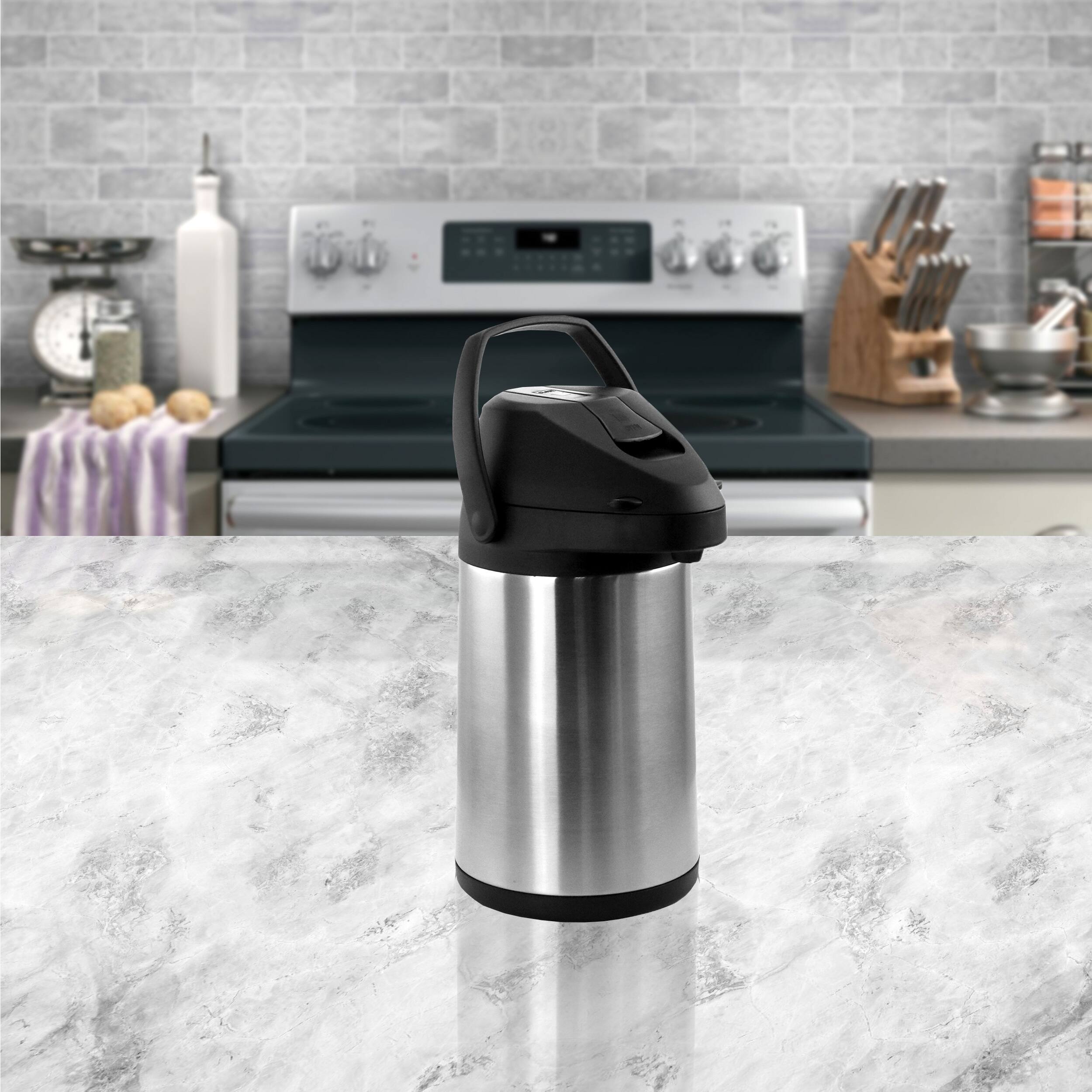 Alt View 1. MegaChef - MegaChef 3.17 Quart Stainless Steel Airpot Hot Water Dispenser for Coffee and Tea - Silver and Black.