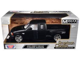 Motormax - 2001 Ford F-150 XLT Flareside Supercab Pickup Matt Black White Interior Maxx Design American Classics 1/24 - Matte Black