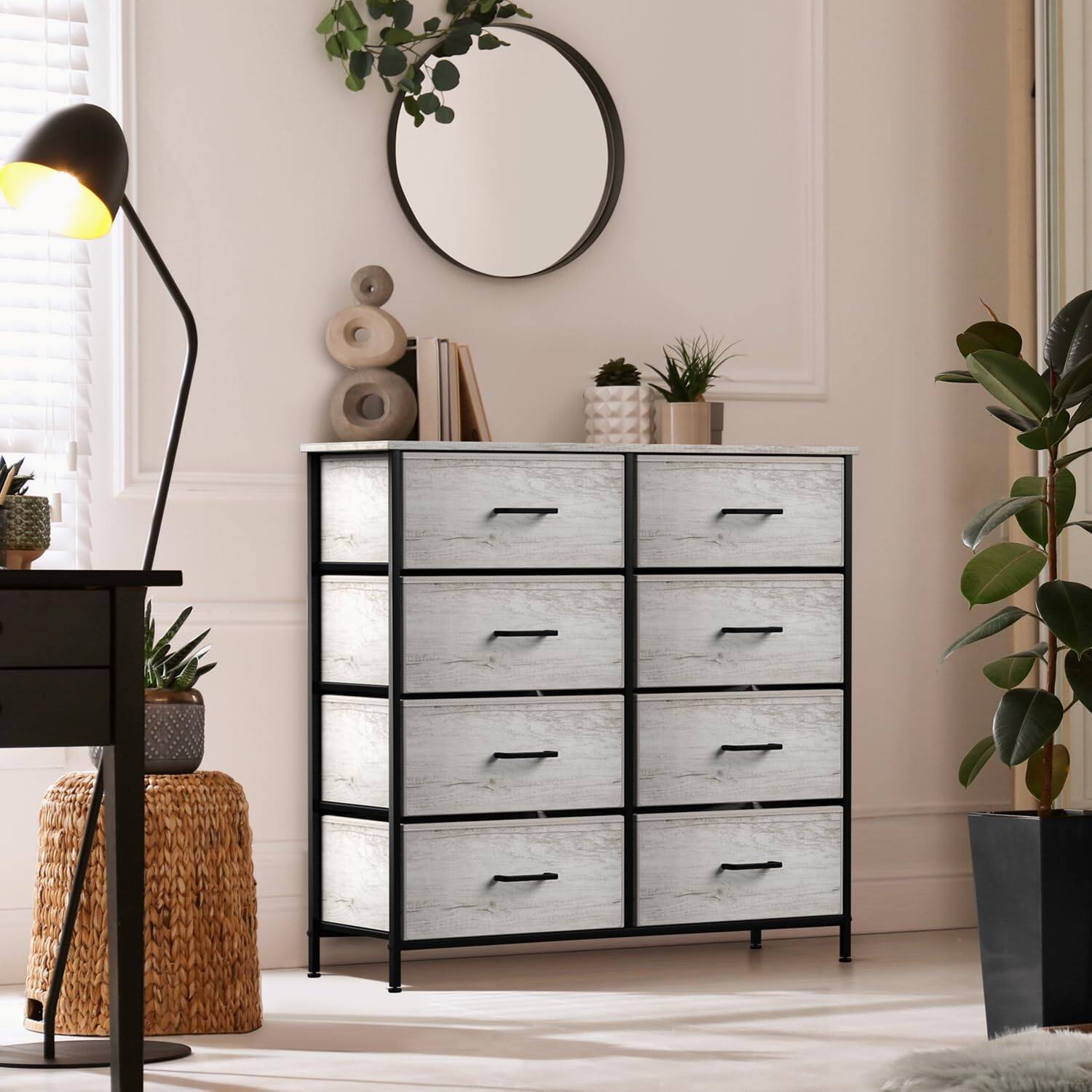 Alt View 2. Sorbus - Sorbus 8 Drawers Dresser- Storage Unit with Steel Frame, Wood Top, Fabric Bins - for Bedroom, Closet, Office, and more - Rustic beige.