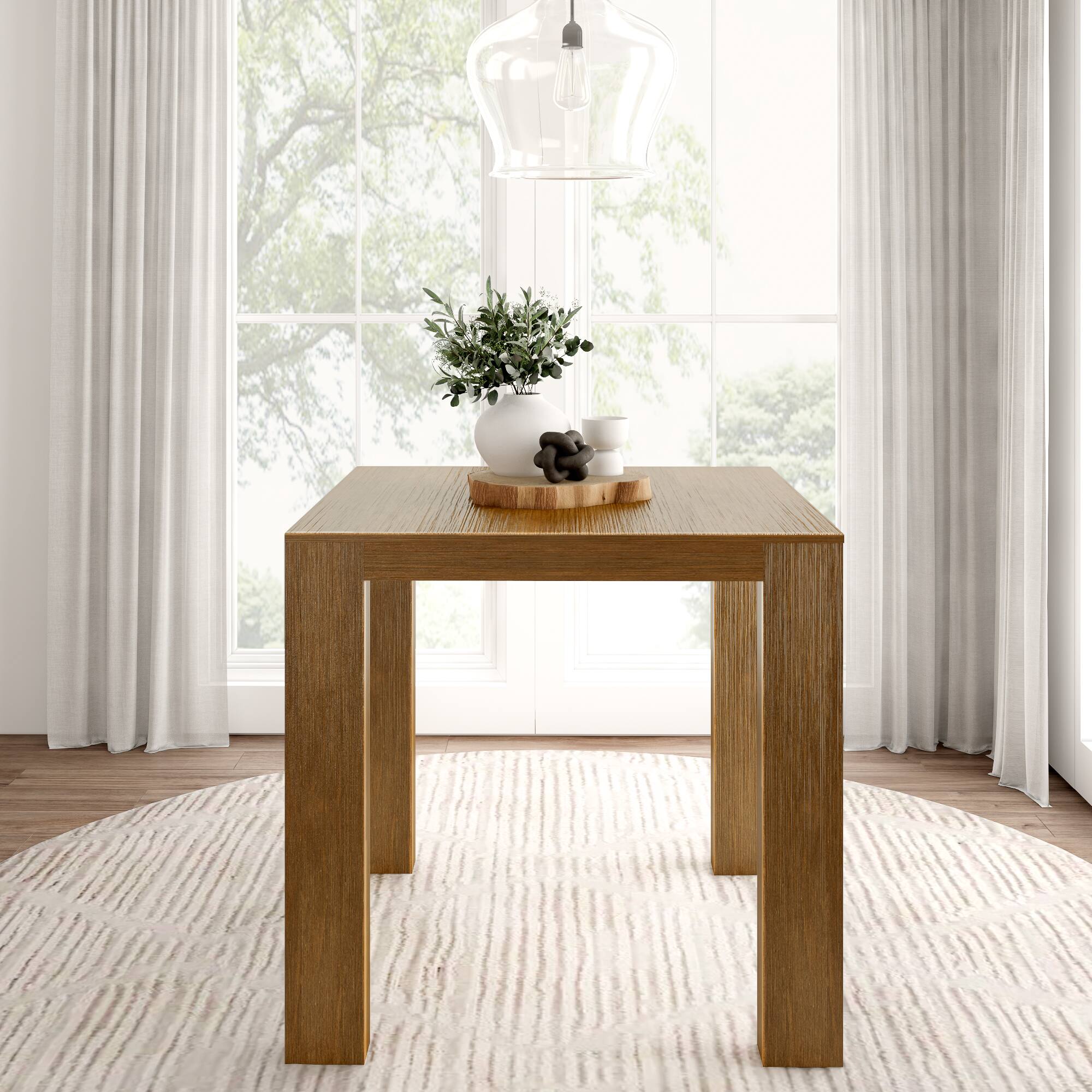 Alt View 1. Plank+Beam - Modern Pub Dining Table Counter Height ( 41in / 1050mm), Pecan Wirebrush - Pecan Wirebrush.