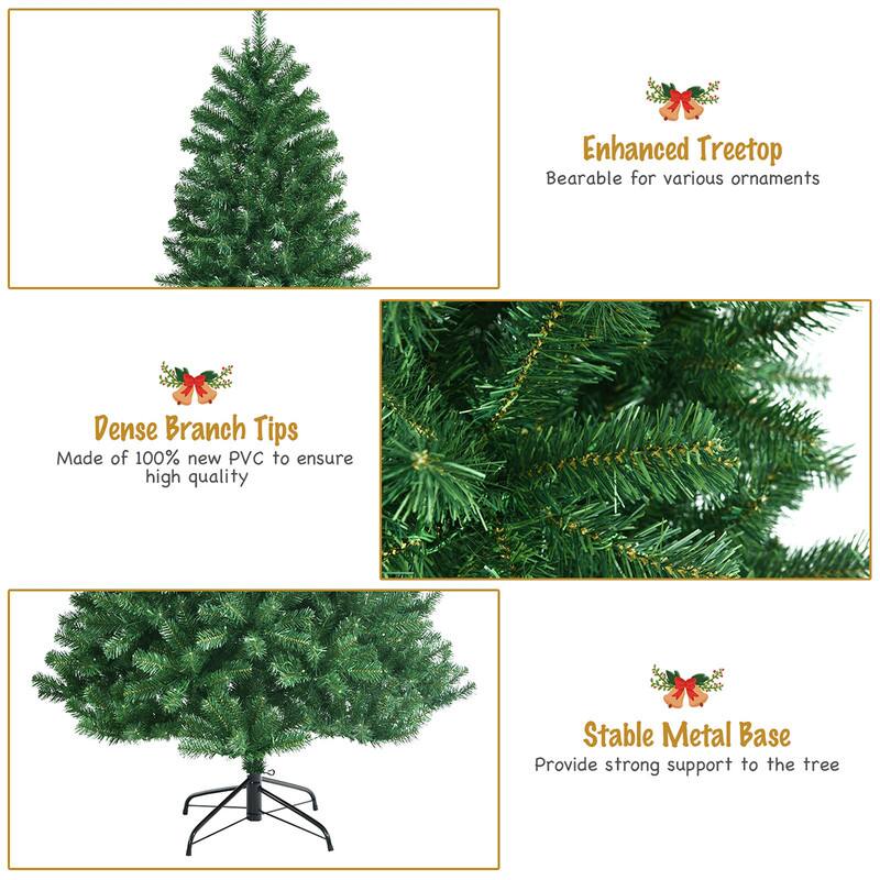 Enhanced Treetop Bearable for various ornaments

Dense Branch Tips Made of 100% new PVC to ensure high quality

Stable Metal Base Provide strong support to the tree