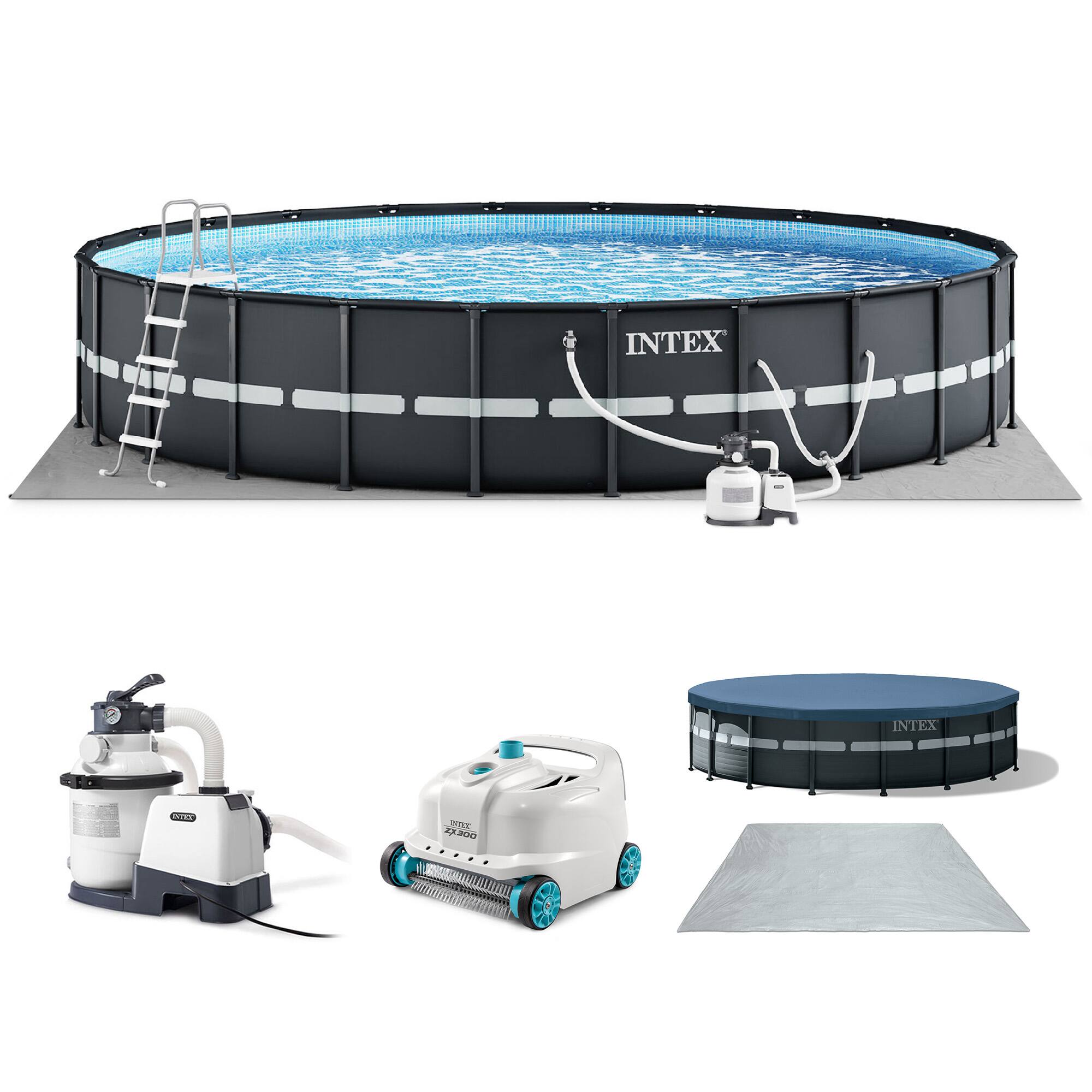 Intex - Ultra XTR 18' x 52" Above Ground Outdoor Pool Set with Pump & Robot Vacuum - Gray