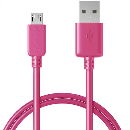 Front. Fosmon - Micro USB Cable, (3FT - Hot Pink) Ultra Durable (TPE Jacket & Housing) Sync Charge Cable - Pink.