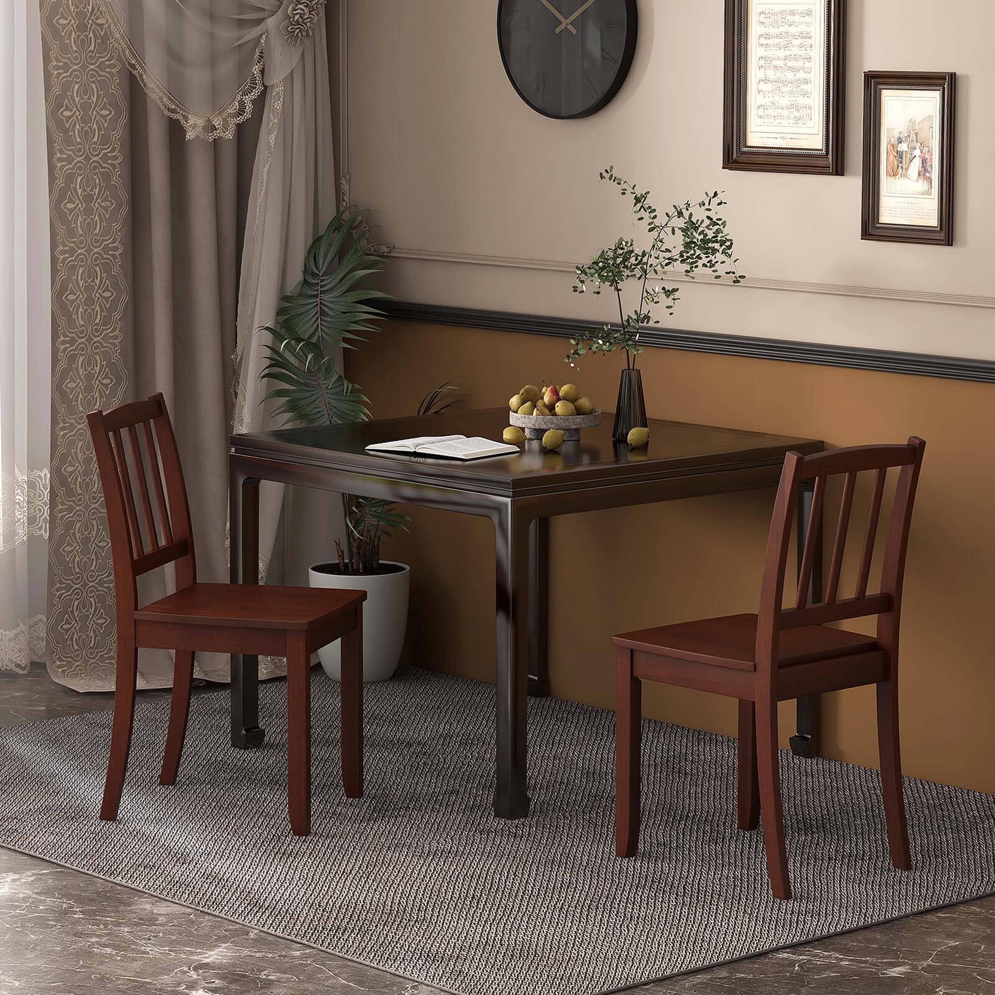 Alt View 2. Costway - Wood Dining Chair Set of 2 with Rubber Wood Legs Curved Backrest for Kitchen - Brown.