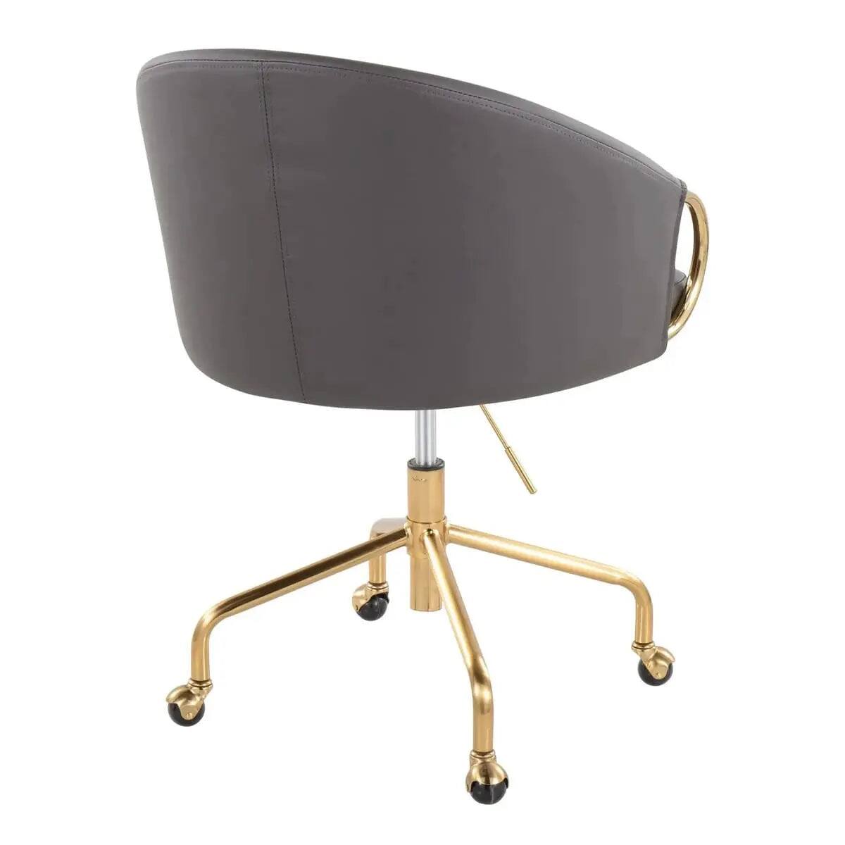 Left. LumiSource - Claire Luxurious Task Chair With Adjustable Height Gray - Gold.