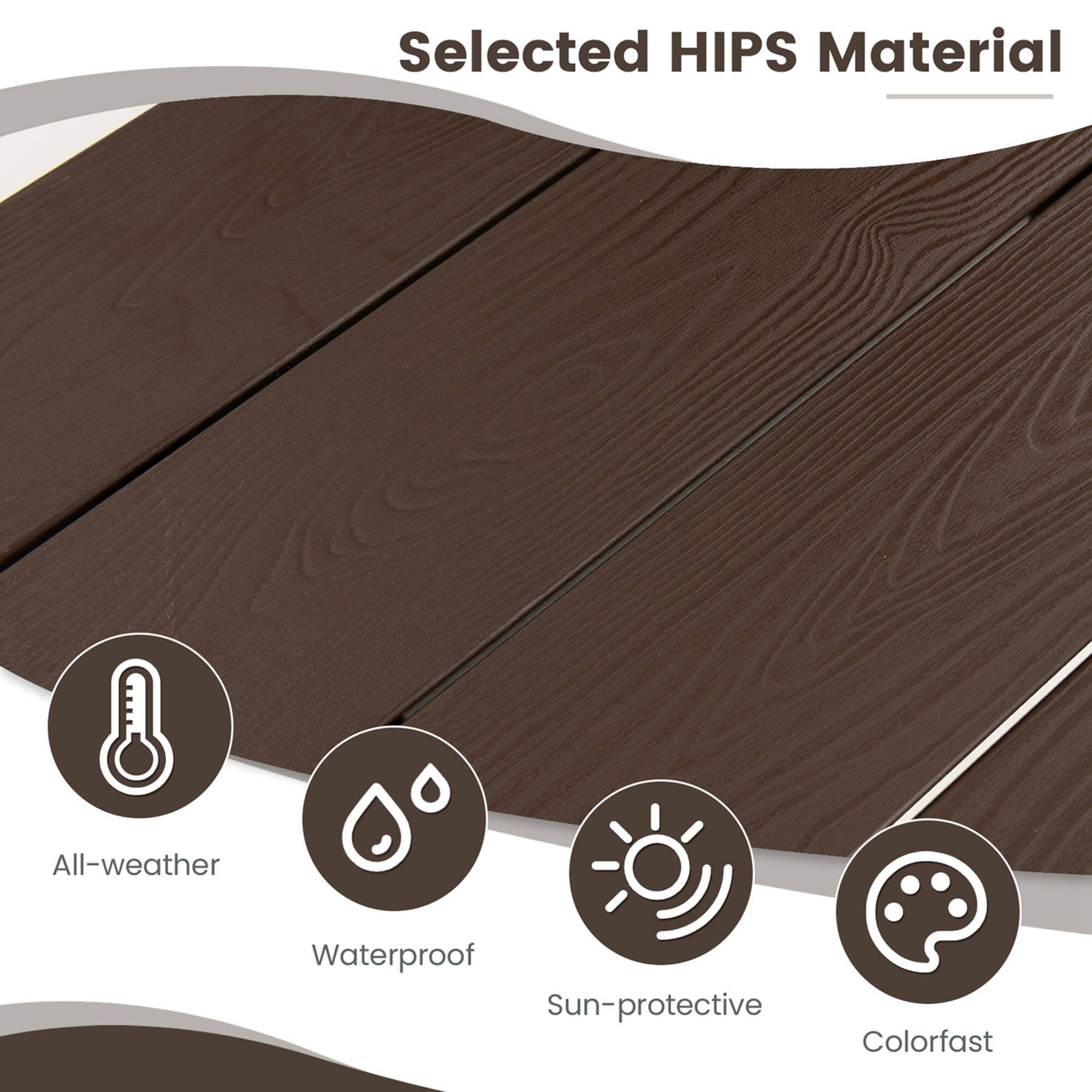 Selected HIPS Material  
- All-weather  
- Waterproof  
- Sun-protective  
- Colorfast