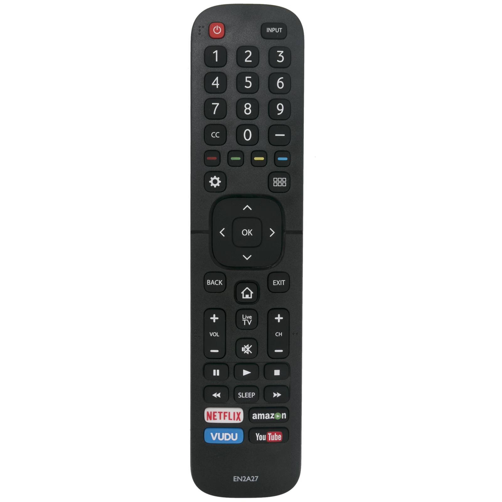 ALLIMITY - Replacement Remote Control EN2A27, Fit for Hisense Smart TV 65H7B ES-A150203 43H6C 43H7C 50H5C+ 55H5C+ 50H6GB 50H7GB - Black