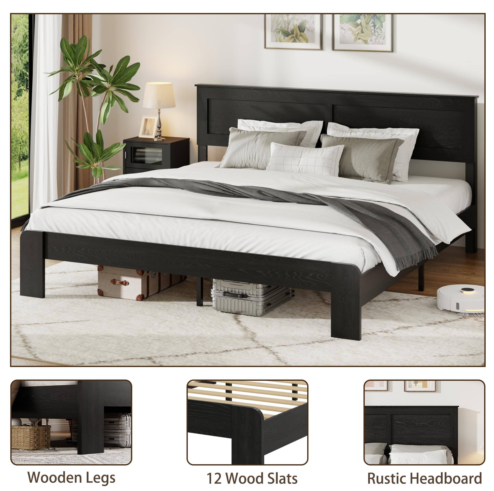 Wooden Legs
12 Wood Slats
Rustic Headboard