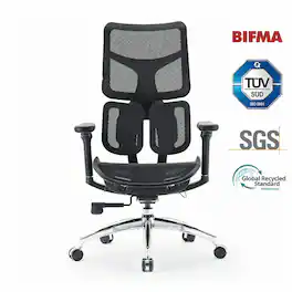 SIHOO - Doro S100 Ergonomic Office Chair Computer Desk Chair with 3 Back Support Model & Dual Dynamic Lumbar Support - Black