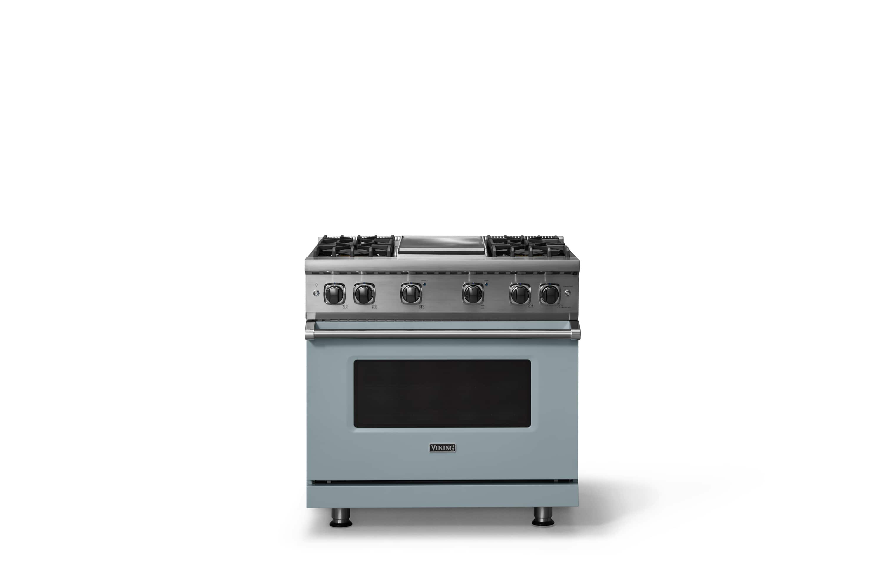 Front. Viking - 5.1 Cu. Ft. 36"W Freestanding LP Gas Sealed 4 Burner Range with Griddle - November Sky.