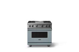 Viking - 5.1 Cu. Ft. 36"W Freestanding LP Gas Sealed 4 Burner Range with Griddle - November Sky