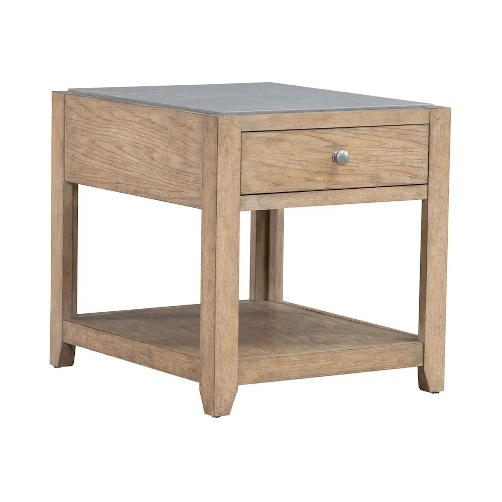 Front. Liberty Furniture Industries - Millstone End Table with Unique Tile Top for Living Room - Nutmeg Oak Wood - Nutmeg.