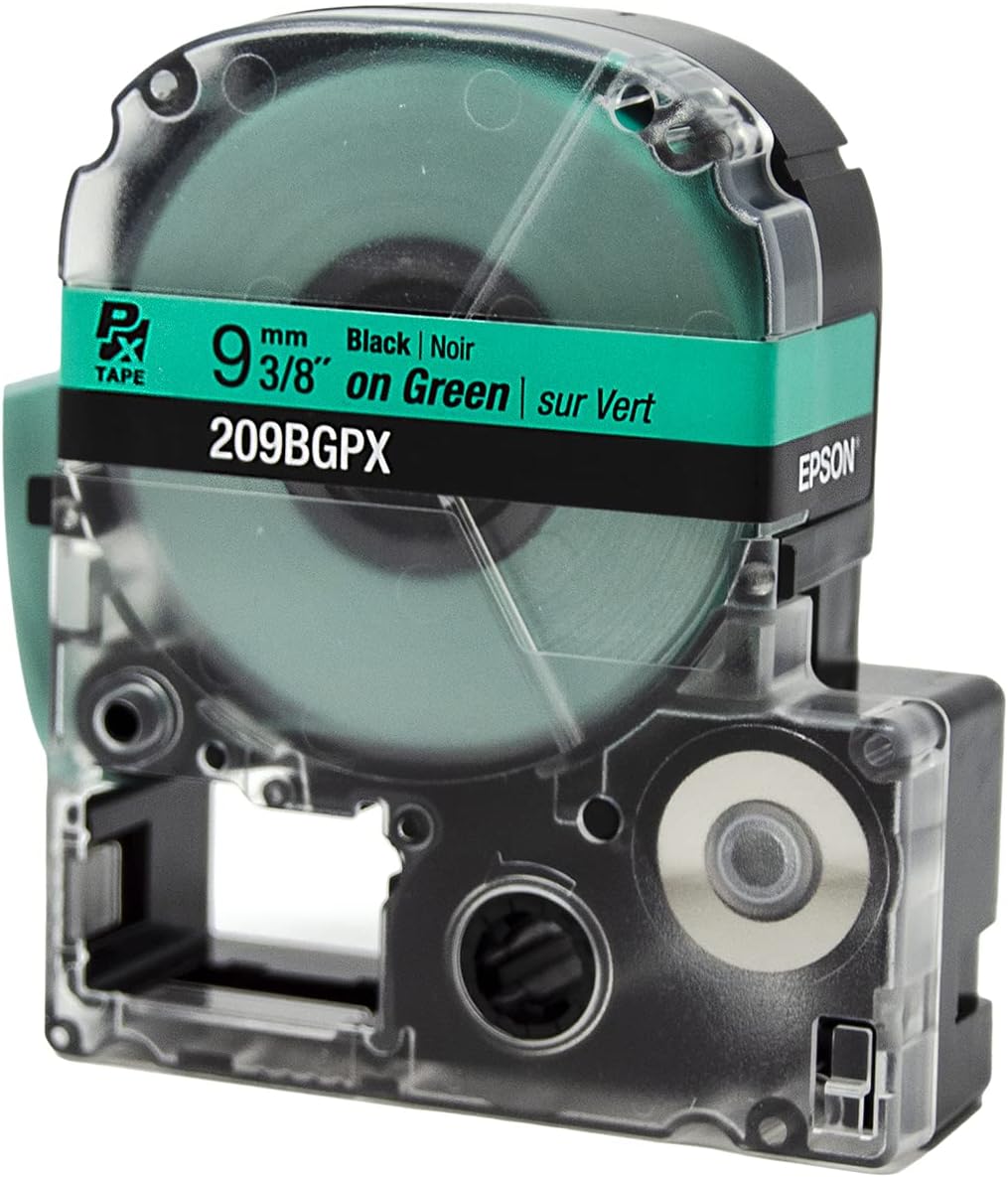 P mm Black 9 | Noir TAPE 3/8" on Green | sur Vert 209BGPX EPSON