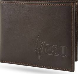 Rico Industries - Arizona State Sun Devils Brown Leather Billfold Wallet - With RFID Blocking - Multi