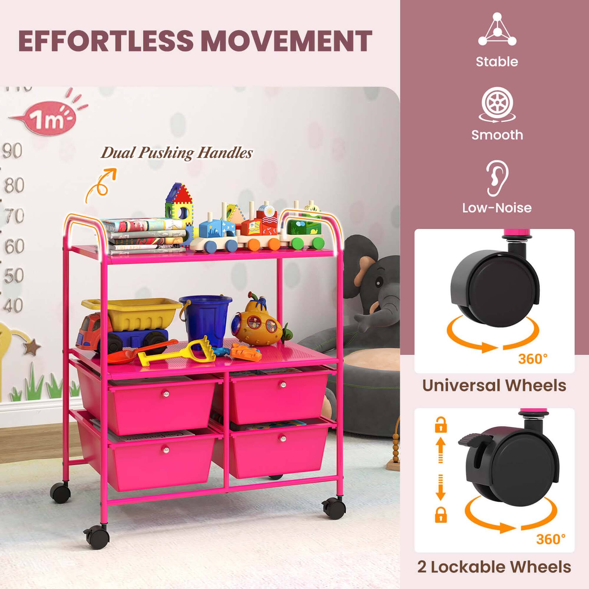EFFORTLESS MOVEMENT, Stable, 1m, 90, 80, 70, 60, 50, 40, Dual Pushing Handles, Smooth, Low-Noise, 360, Universal Wheels, 360, 2 Lockable Wheels