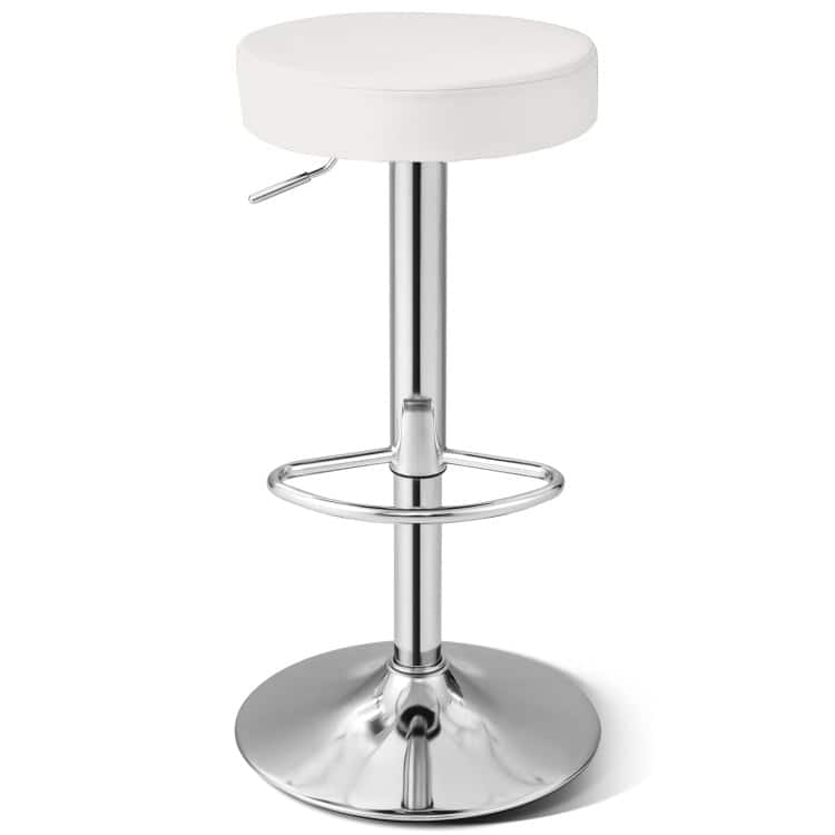 Kadyn - 1 PC Round Bar Stool Adjustable Swivel Pub Chair- for Kitchen Island - White