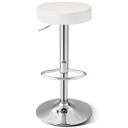Kadyn - 1 PC Round Bar Stool Adjustable Swivel Pub Chair- for Kitchen Island - White