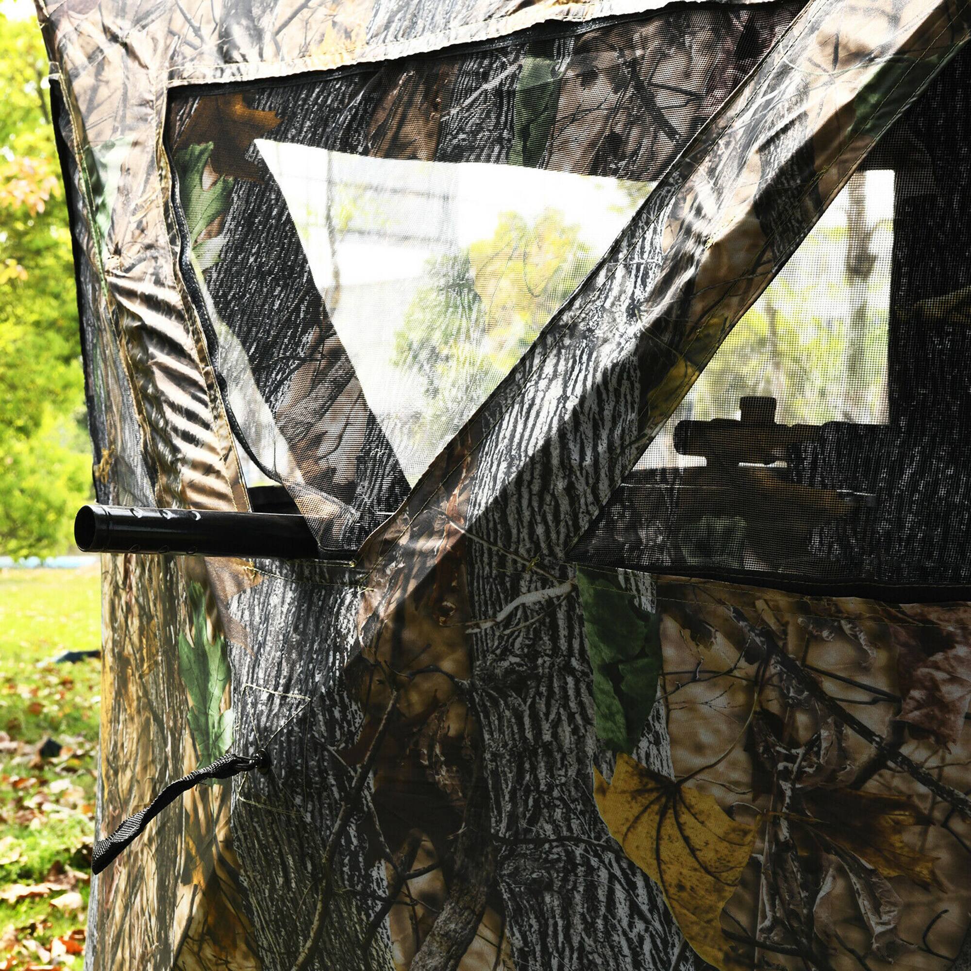 Alt View 1. Costway - Costway 3 Person Portable Hunting Blind Pop-Up Ground Blind w/Tie-downs & Carrying Bag - Camouflage.