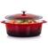 Front. MegaChef - MegaChef 7 Quarts Oval Enameled Cast Iron Casserole in Red - Red.