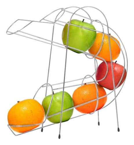 Angle. Unbranded - Curved Fruit Chute - Silver.