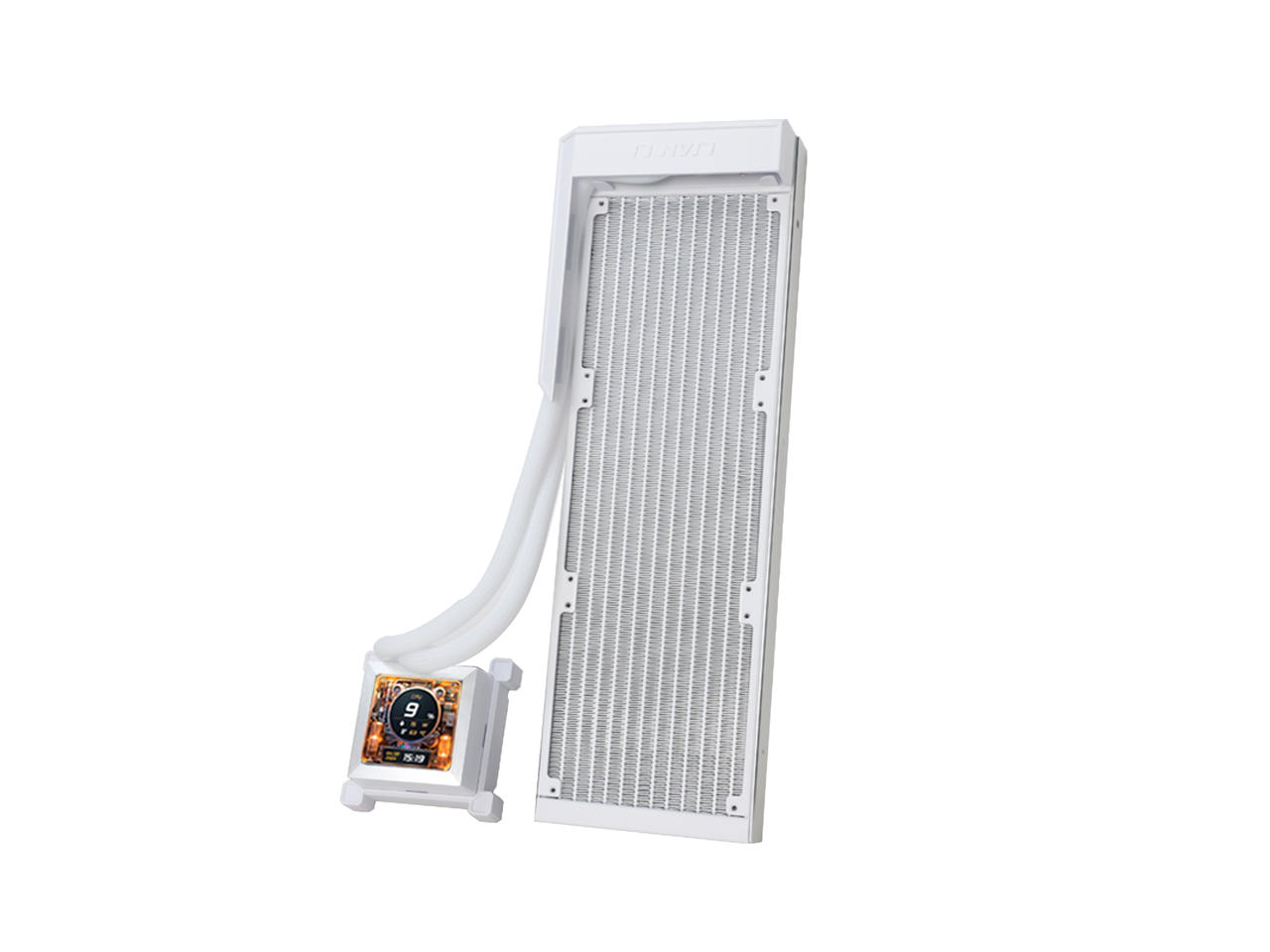 Lian Li - Hydroshift 360 AIO - Side-Mount Cool Path - 2.88 LCD - 480x480 Res - No Fan, (HSLCD36NW) - White