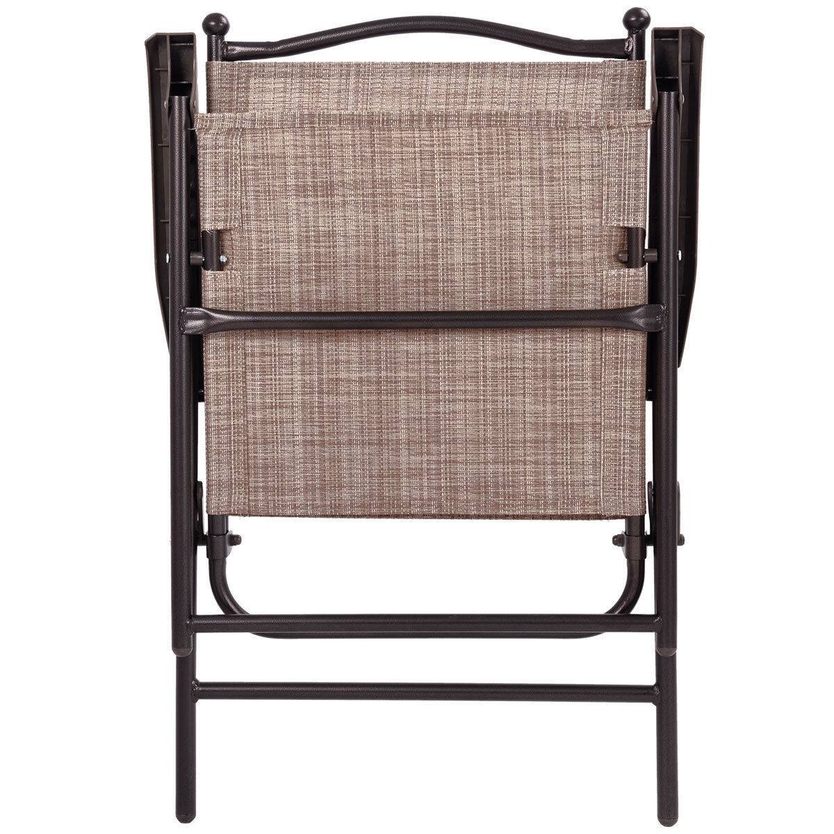 Alt View 3. Costway - Costway Set of 2 Patio Folding Sling Back Chairs Camping Deck Garden Beach - Brown.