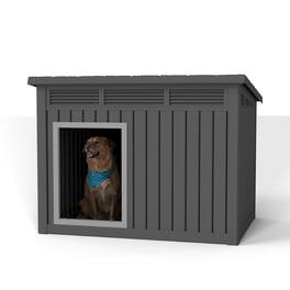 Yardgrace - 204 Large Dog House - Weatherproof, Removable Roof, Louvered Vents, Asphalt Roof, Elevated Base, Indoor/Outdoor Kennel - Black