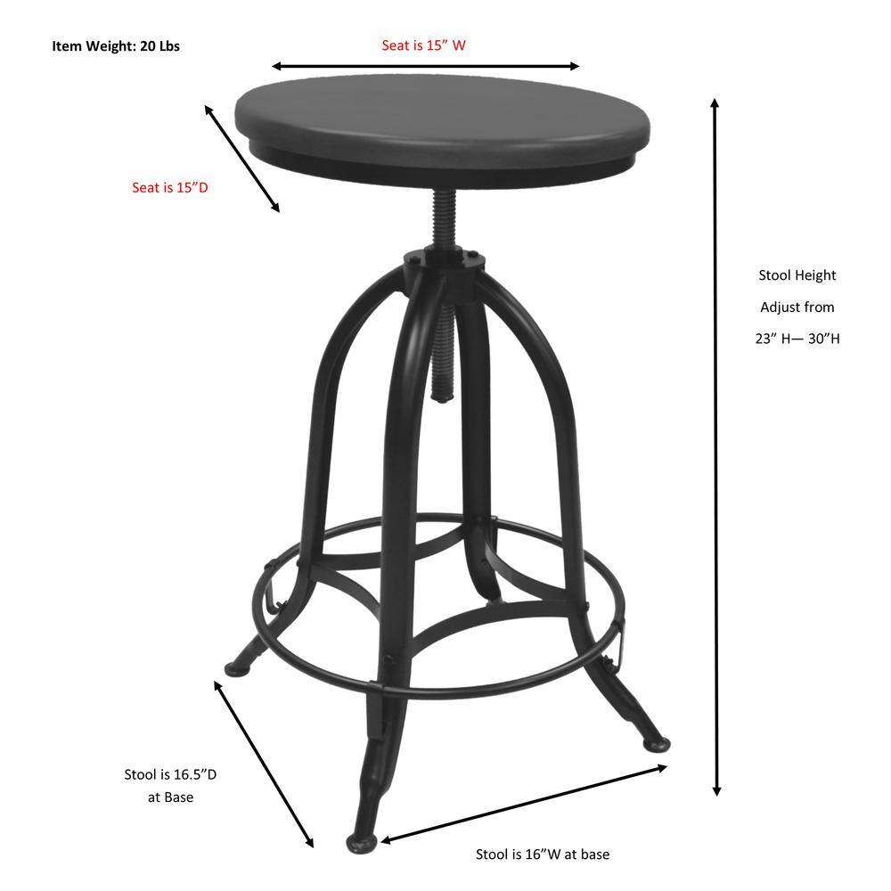 Carolina Chair & Table Ryder Adjustable Barstool Elm Seat Gold Base Elm ...