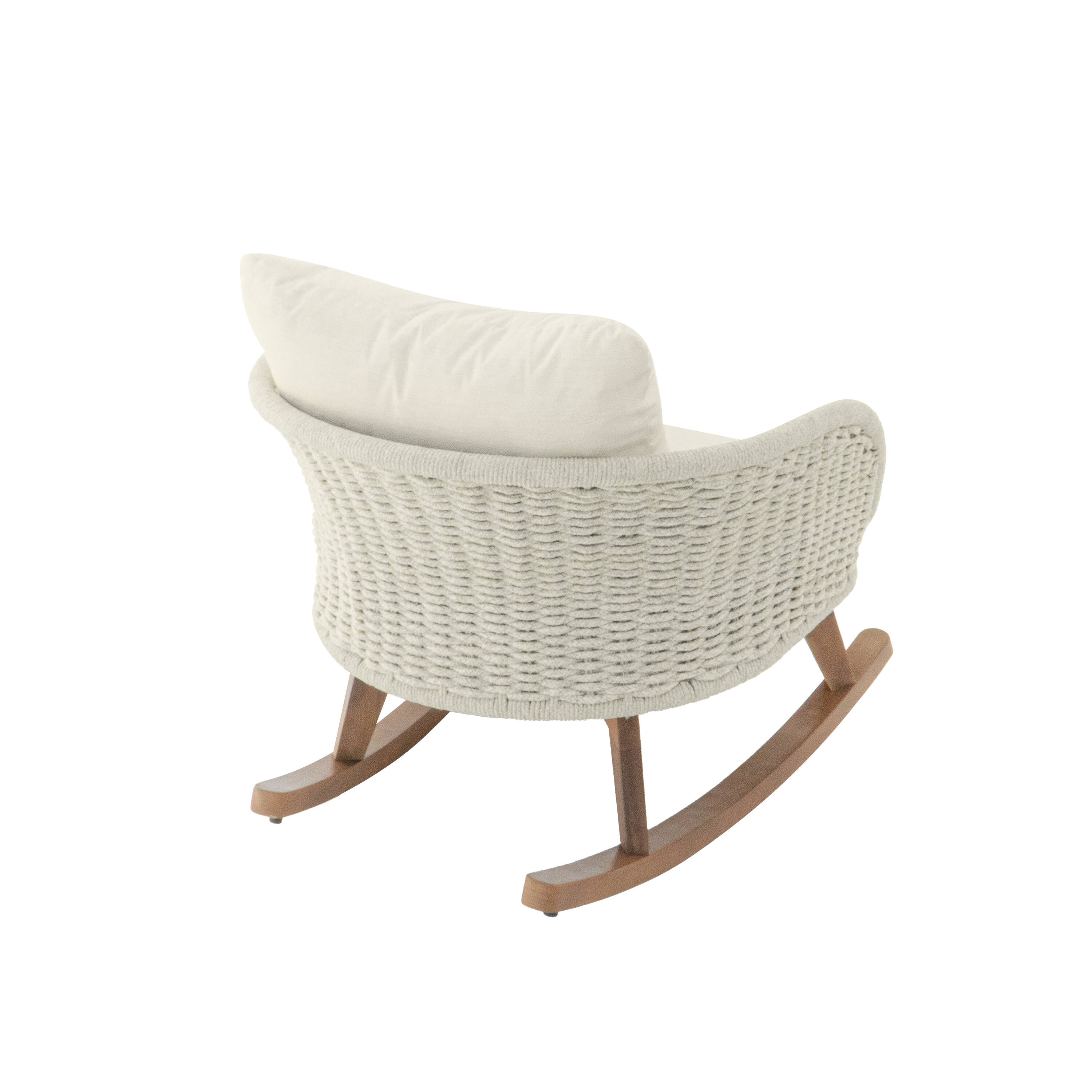 Alt View 2. Tiramisubest - Contemporary Minimalist Wicker Rocking Chair with Cushions and Wooden Frame for Indoor and Outdoor Spaces,Beige+Natural - Beige+Natural.