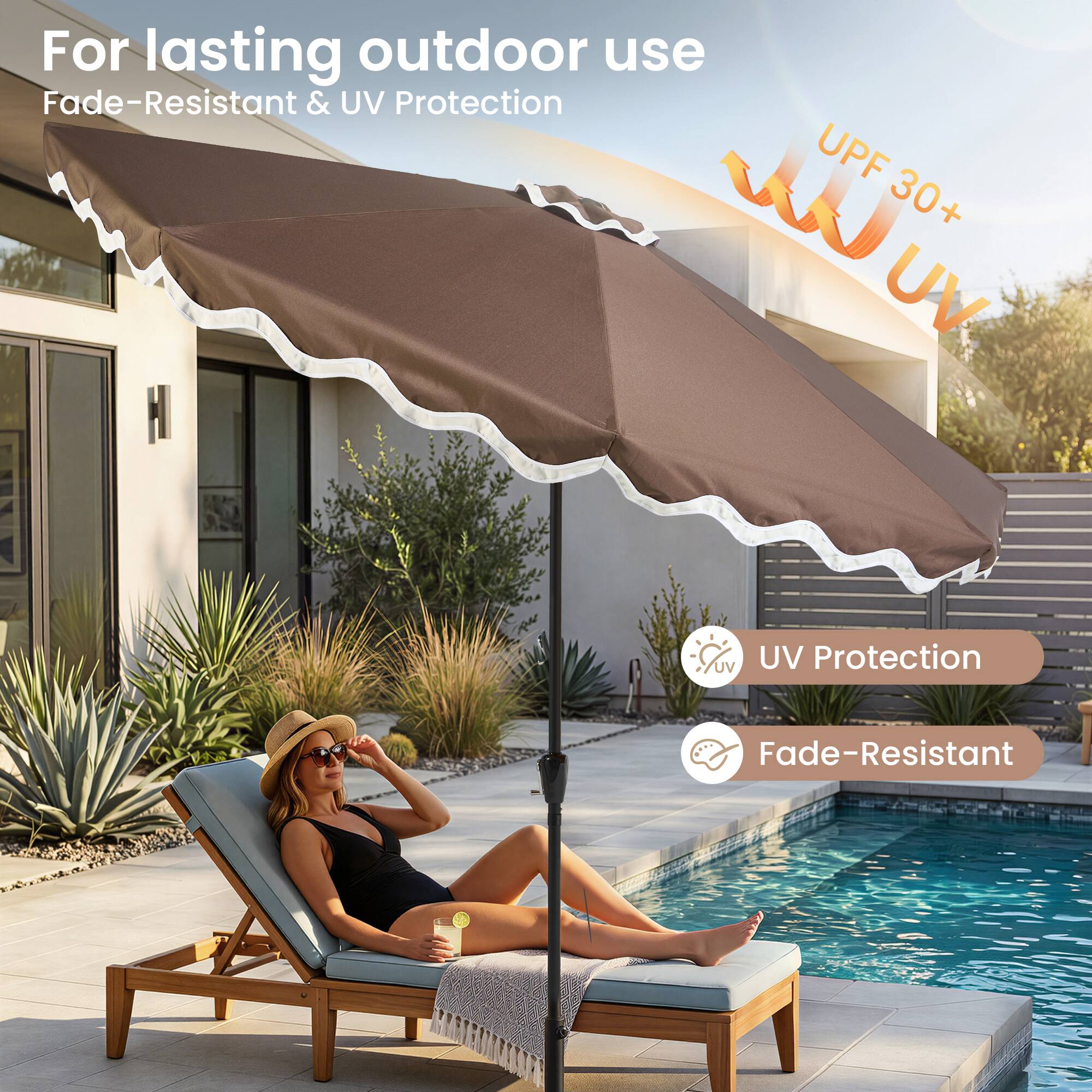 For lasting outdoor use  
Fade-Resistant & UV Protection  
UPF 30+  

UV Protection  
Fade-Resistant
