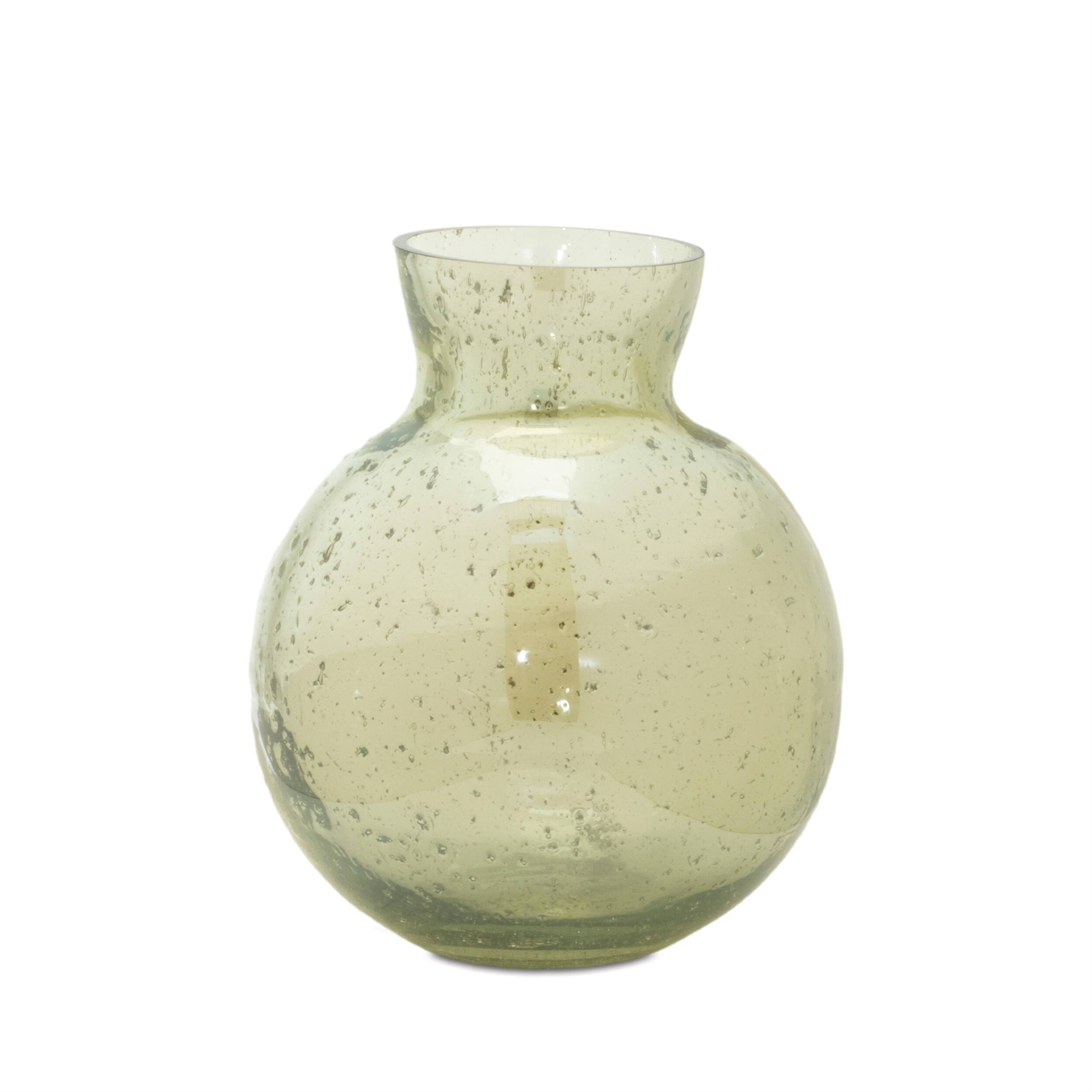 Left. BreeBe - Bubbled Glass Bud Vase (Set of 3) - Green, Gray.