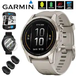 Garmin - Epix Pro (Gen 2), 42mm, Sapphire, Soft Gold Steel +Warranty +Accessories Bundle - Soft Gold|Light Sand - (2024)