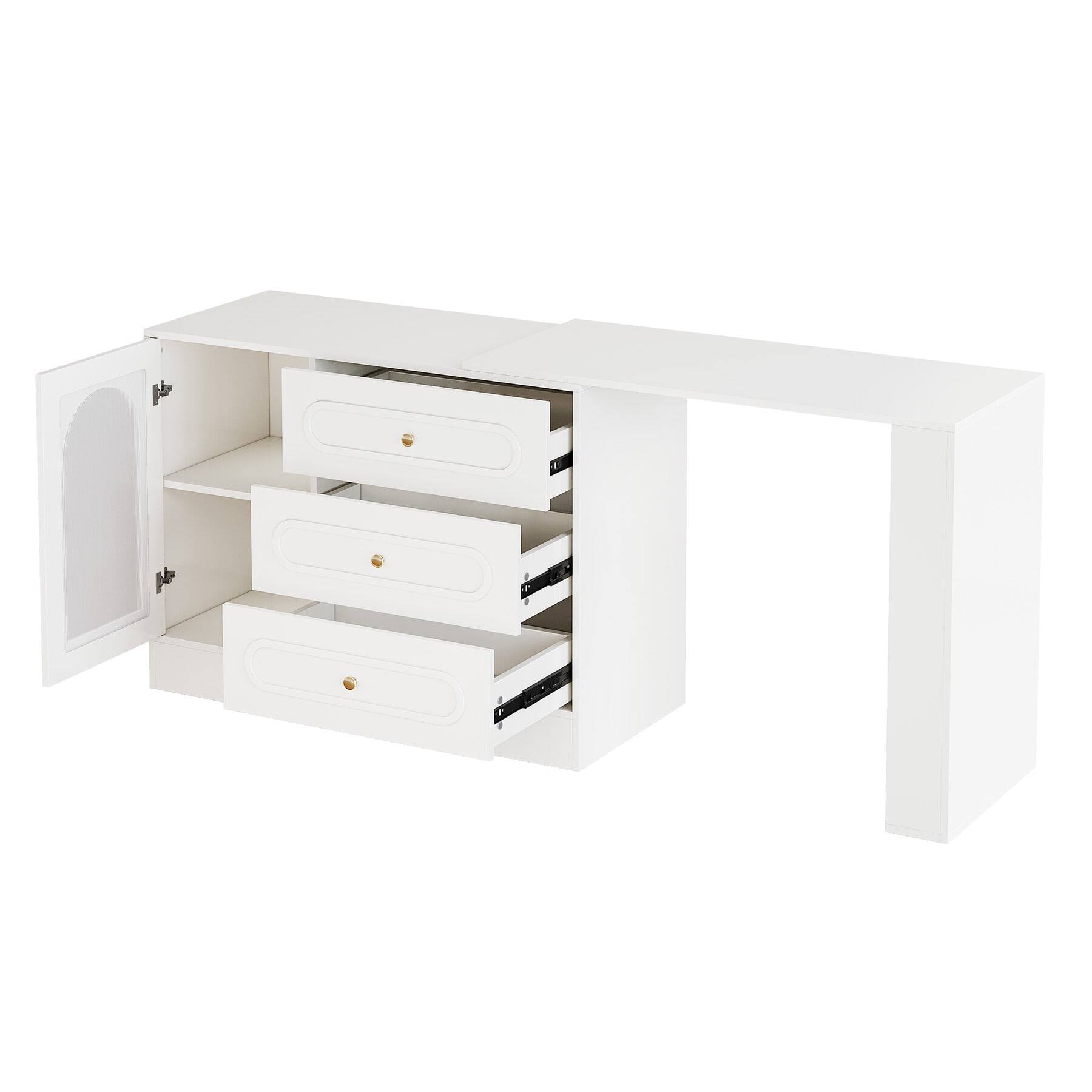 Alt View 1. Kadyn - Kadyn Stylish Dressing Table with Drawers, Modern Makeup Desk for Bedroom, Home Decor Vanity Storage, White - White.