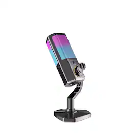 Cluzine - Condenser Microphone Professional Wireless Lightweight USB RGB for Studio PC Desktop Live Streaming - Black