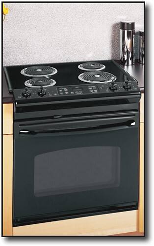 Angle Standard. GE - 30" Drop-In Self-Cleaning Electric Range - Black.