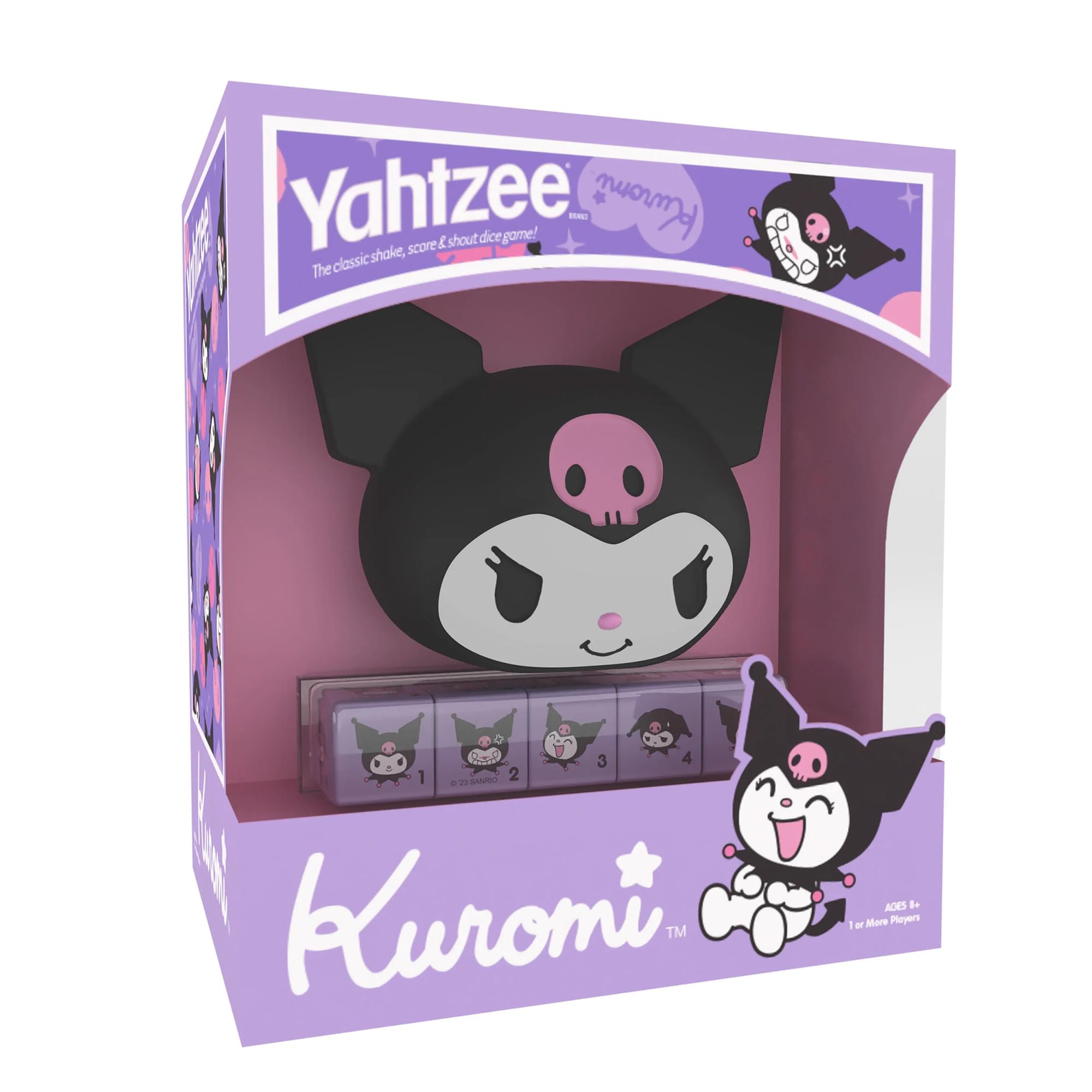 Yahtzee shake, score & shout dice game! - Kuromi C The classic f 3 4 . 1 saO 2 . 2 Kuromi. TM AGES 8+ or More Players