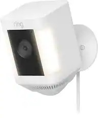 Front. Ring - Spotlight Cam Plus Outdoor/Indoor 1080p Plug-In Surveillance Camera - White.