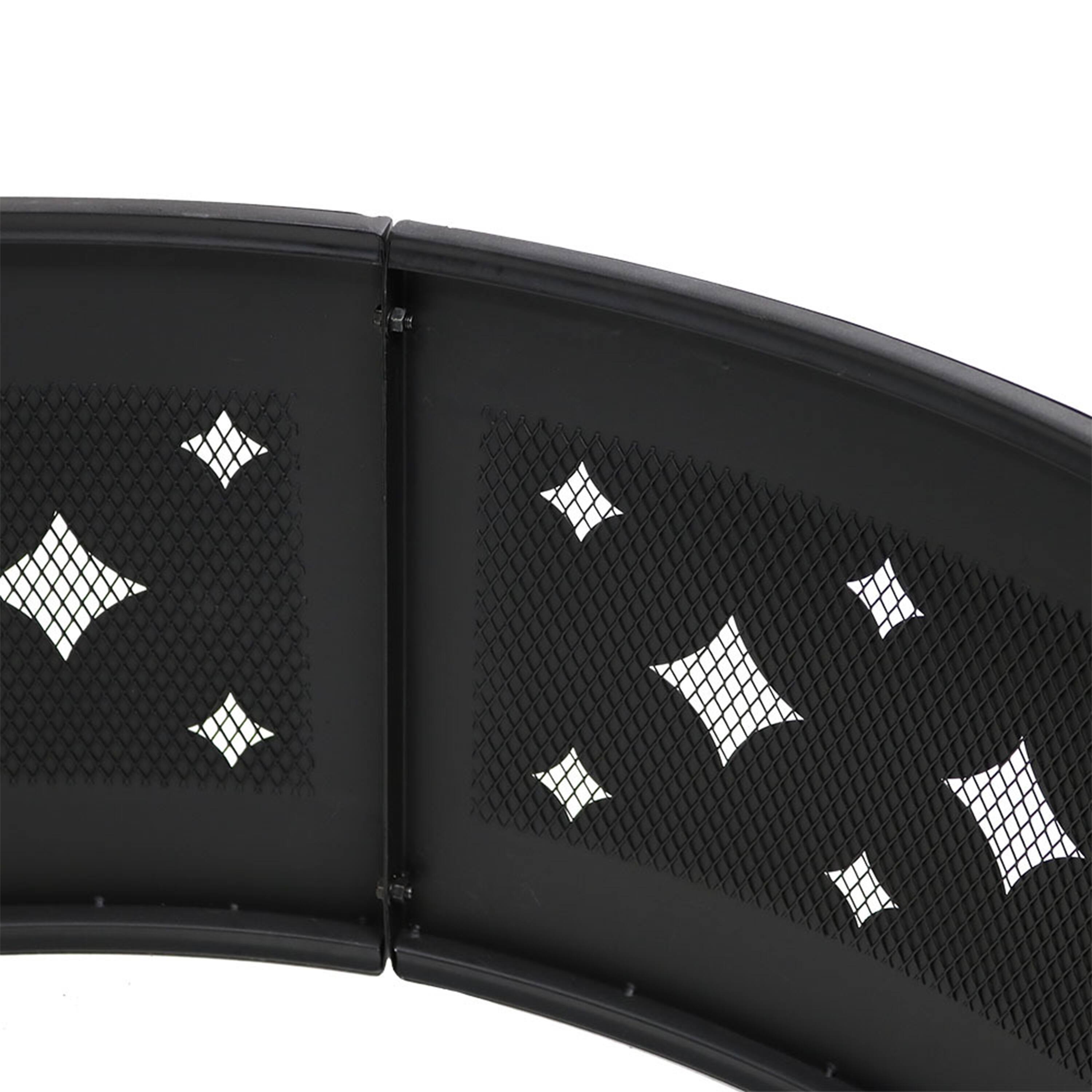 Alt View 8. Sunnydaze - 36 in Diamond Cut-Out Steel Wood Burning Fire Pit Ring with Poker - Black.